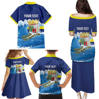 Personalized Curacao Football Family Matching Puletasi and Hawaiian Shirt First-ever World Cup Ride The Blue Wave - Wonder Print Shop