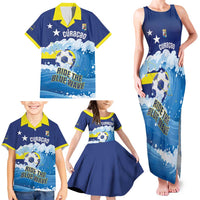 Personalized Curacao Football Family Matching Tank Maxi Dress and Hawaiian Shirt First-ever World Cup Ride The Blue Wave - Wonder Print Shop
