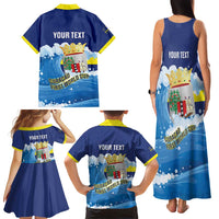 Personalized Curacao Football Family Matching Tank Maxi Dress and Hawaiian Shirt First-ever World Cup Ride The Blue Wave - Wonder Print Shop