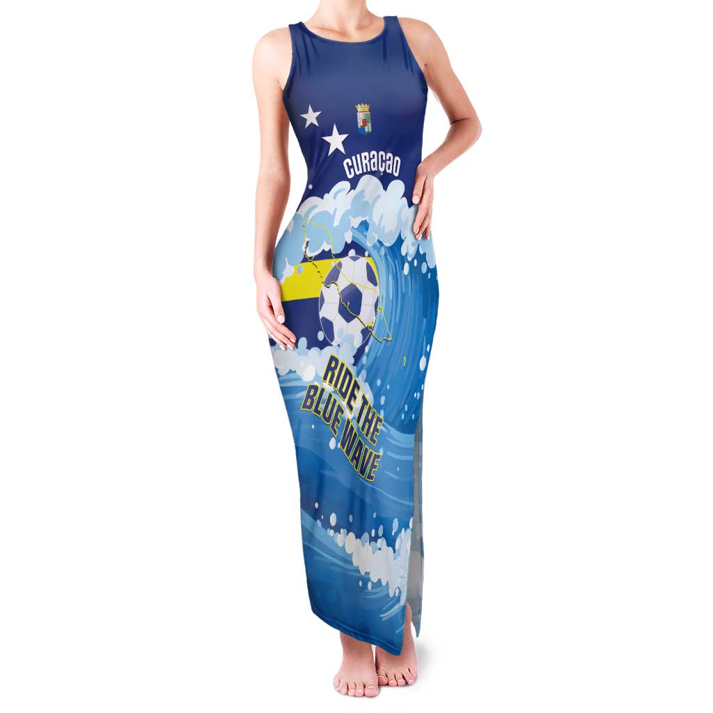 Personalized Curacao Football Family Matching Tank Maxi Dress and Hawaiian Shirt First-ever World Cup Ride The Blue Wave - Wonder Print Shop