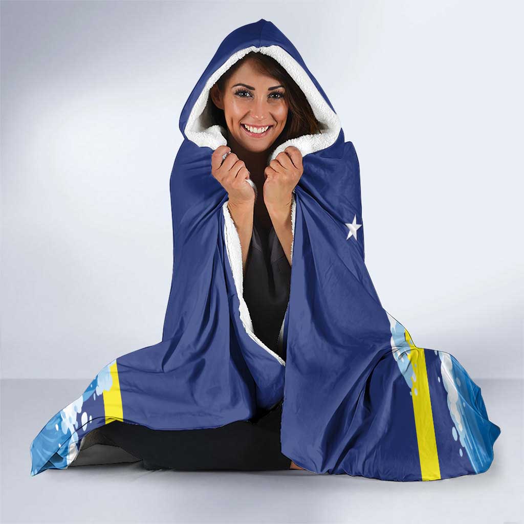 Personalized Curacao Football Hooded Blanket First-ever World Cup Ride The Blue Wave - Wonder Print Shop
