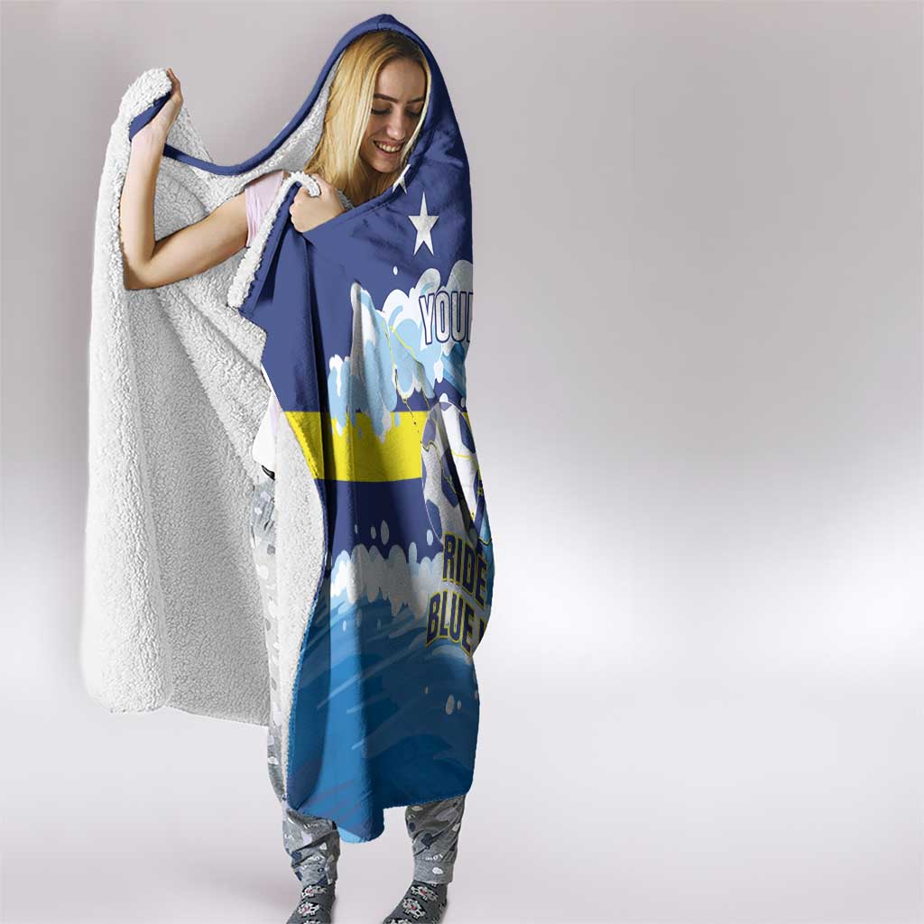 Personalized Curacao Football Hooded Blanket First-ever World Cup Ride The Blue Wave - Wonder Print Shop