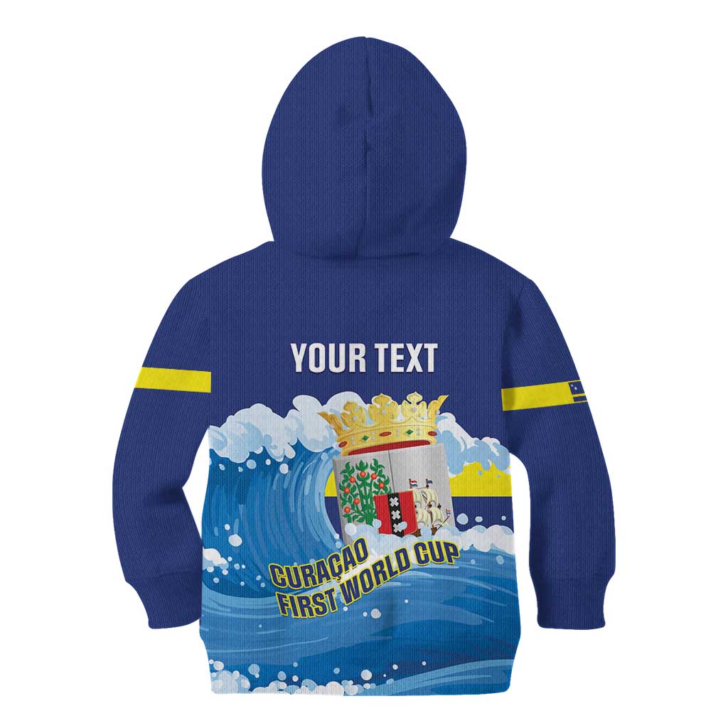 Personalized Curacao Football Kid Hoodie First-ever World Cup Ride The Blue Wave - Wonder Print Shop