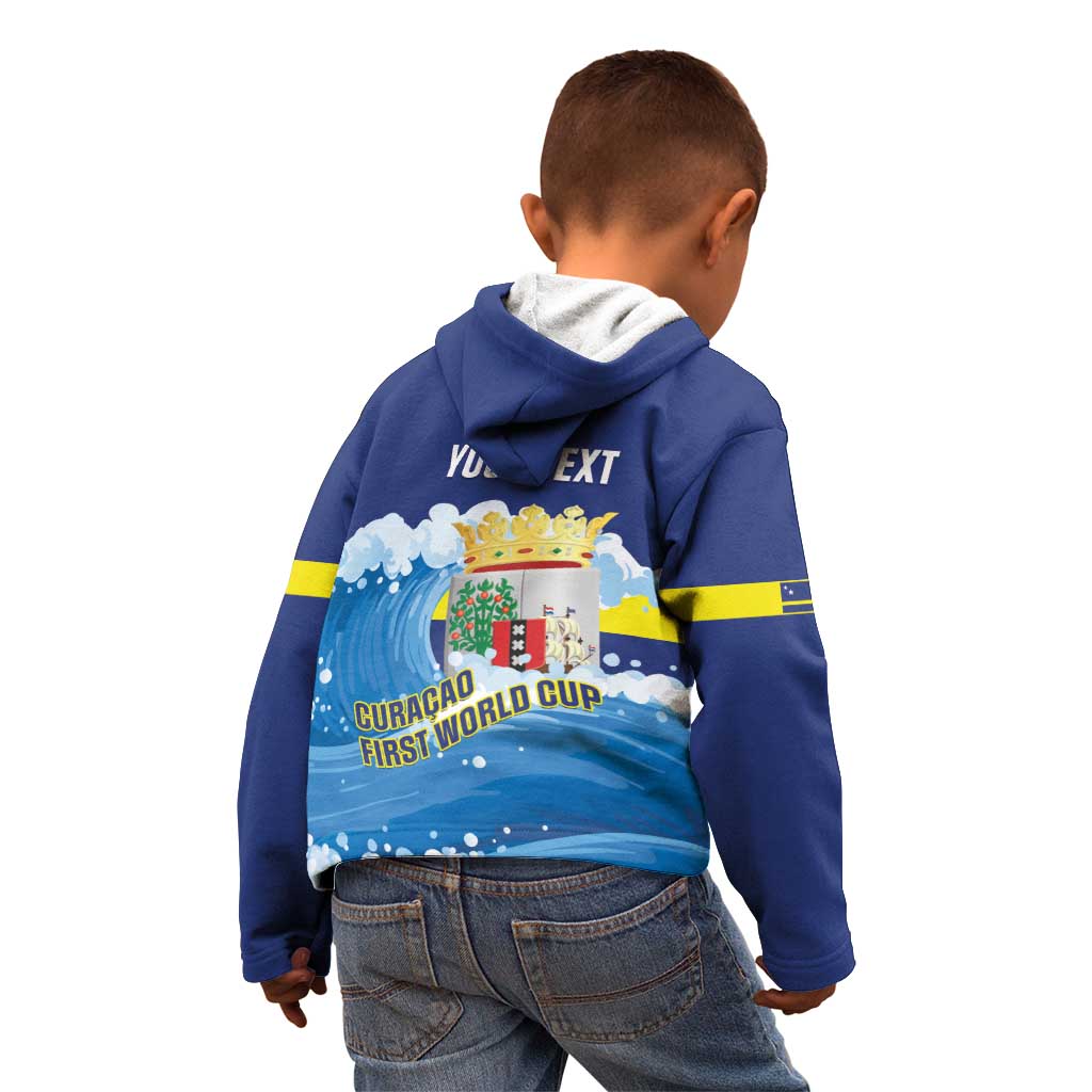 Personalized Curacao Football Kid Hoodie First-ever World Cup Ride The Blue Wave - Wonder Print Shop
