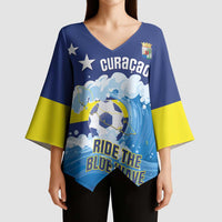 Personalized Curacao Football Kimono Sleeve Blouse First-ever World Cup Ride The Blue Wave - Wonder Print Shop