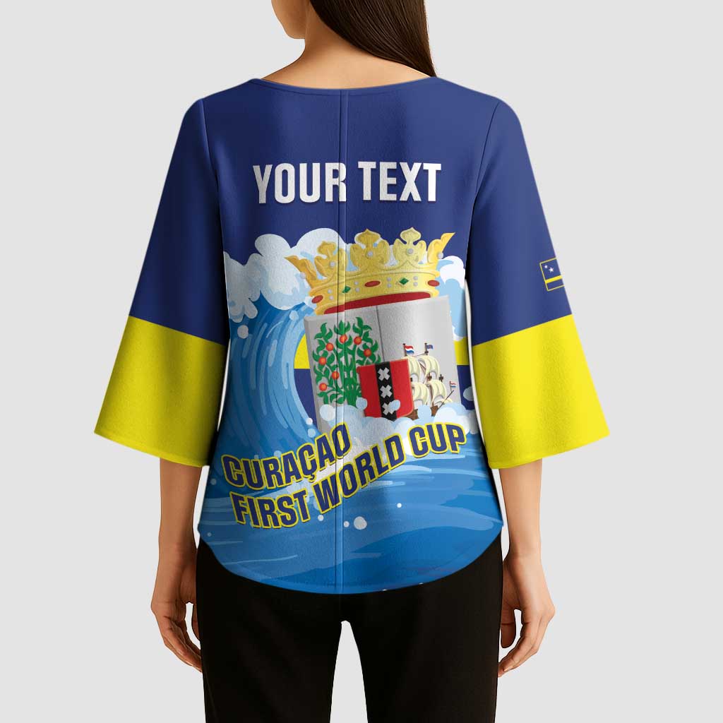 Personalized Curacao Football Kimono Sleeve Blouse First-ever World Cup Ride The Blue Wave - Wonder Print Shop