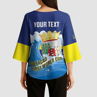 Personalized Curacao Football Kimono Sleeve Blouse First-ever World Cup Ride The Blue Wave - Wonder Print Shop