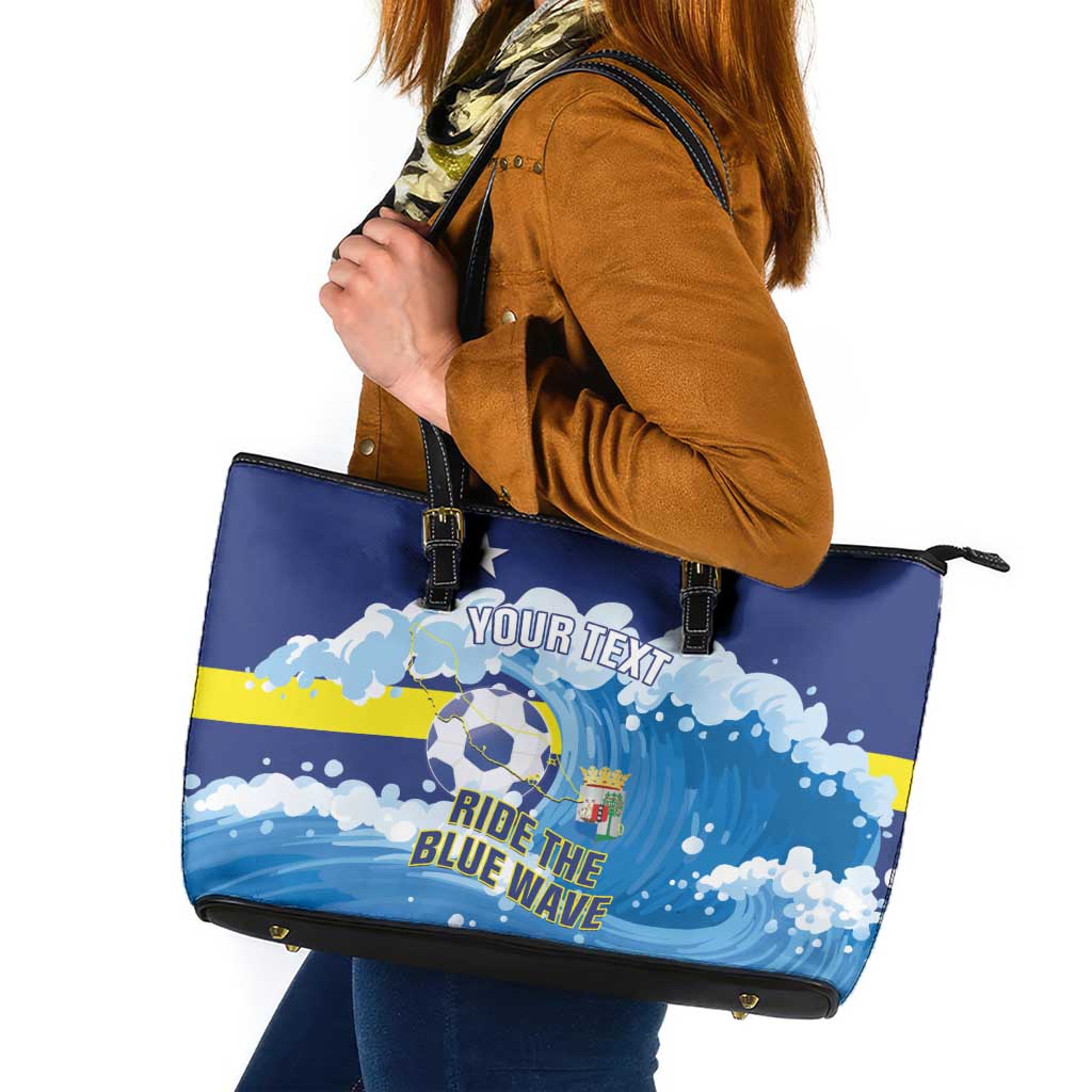 Personalized Curacao Football Leather Tote Bag First-ever World Cup Ride The Blue Wave - Wonder Print Shop
