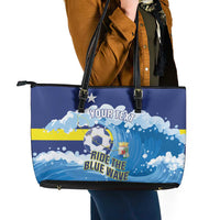 Personalized Curacao Football Leather Tote Bag First-ever World Cup Ride The Blue Wave - Wonder Print Shop