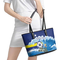 Personalized Curacao Football Leather Tote Bag First-ever World Cup Ride The Blue Wave - Wonder Print Shop