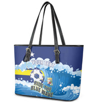 Personalized Curacao Football Leather Tote Bag First-ever World Cup Ride The Blue Wave - Wonder Print Shop