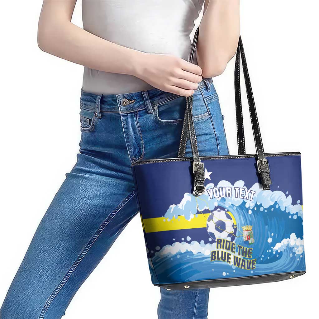 Personalized Curacao Football Leather Tote Bag First-ever World Cup Ride The Blue Wave - Wonder Print Shop