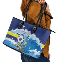 Personalized Curacao Football Leather Tote Bag First-ever World Cup Ride The Blue Wave - Wonder Print Shop