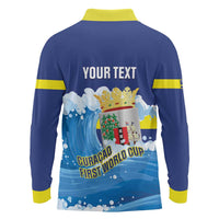 Personalized Curacao Football Long Sleeve Polo Shirt First-ever World Cup Ride The Blue Wave - Wonder Print Shop