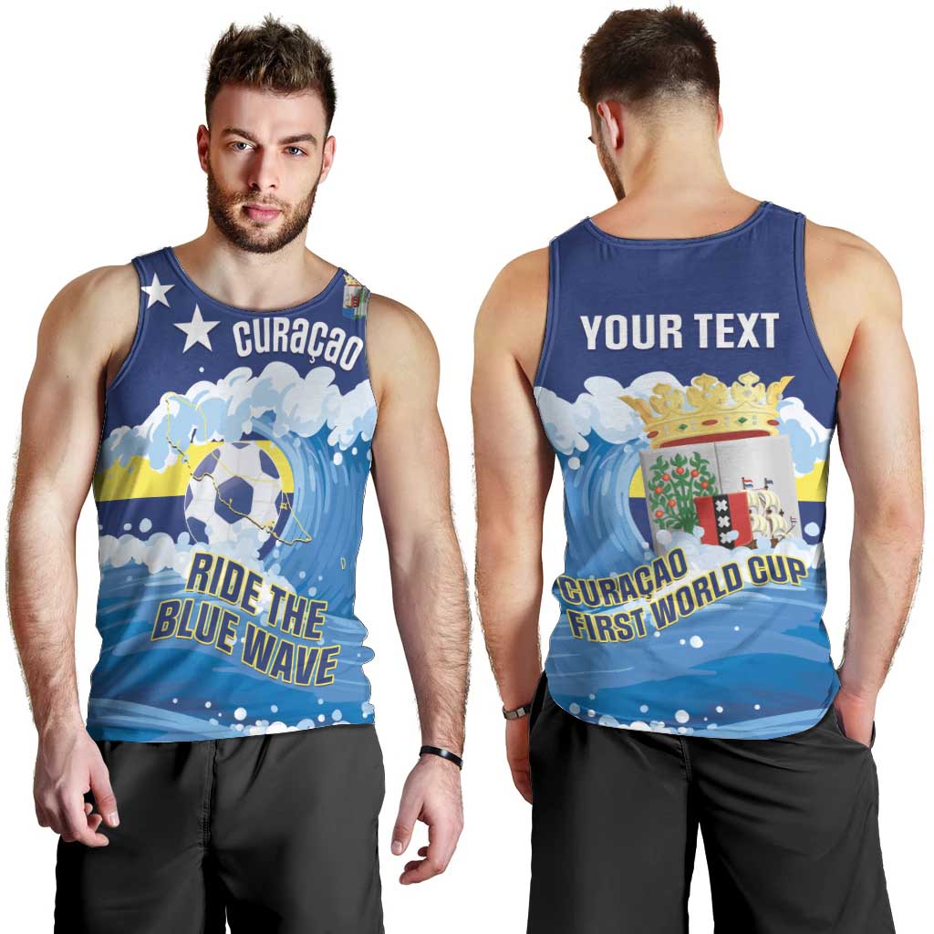 Personalized Curacao Football Men Tank Top First-ever World Cup Ride The Blue Wave - Wonder Print Shop