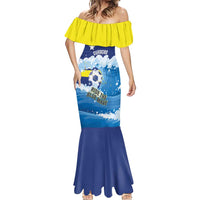 Personalized Curacao Football Mermaid Dress First-ever World Cup Ride The Blue Wave - Wonder Print Shop