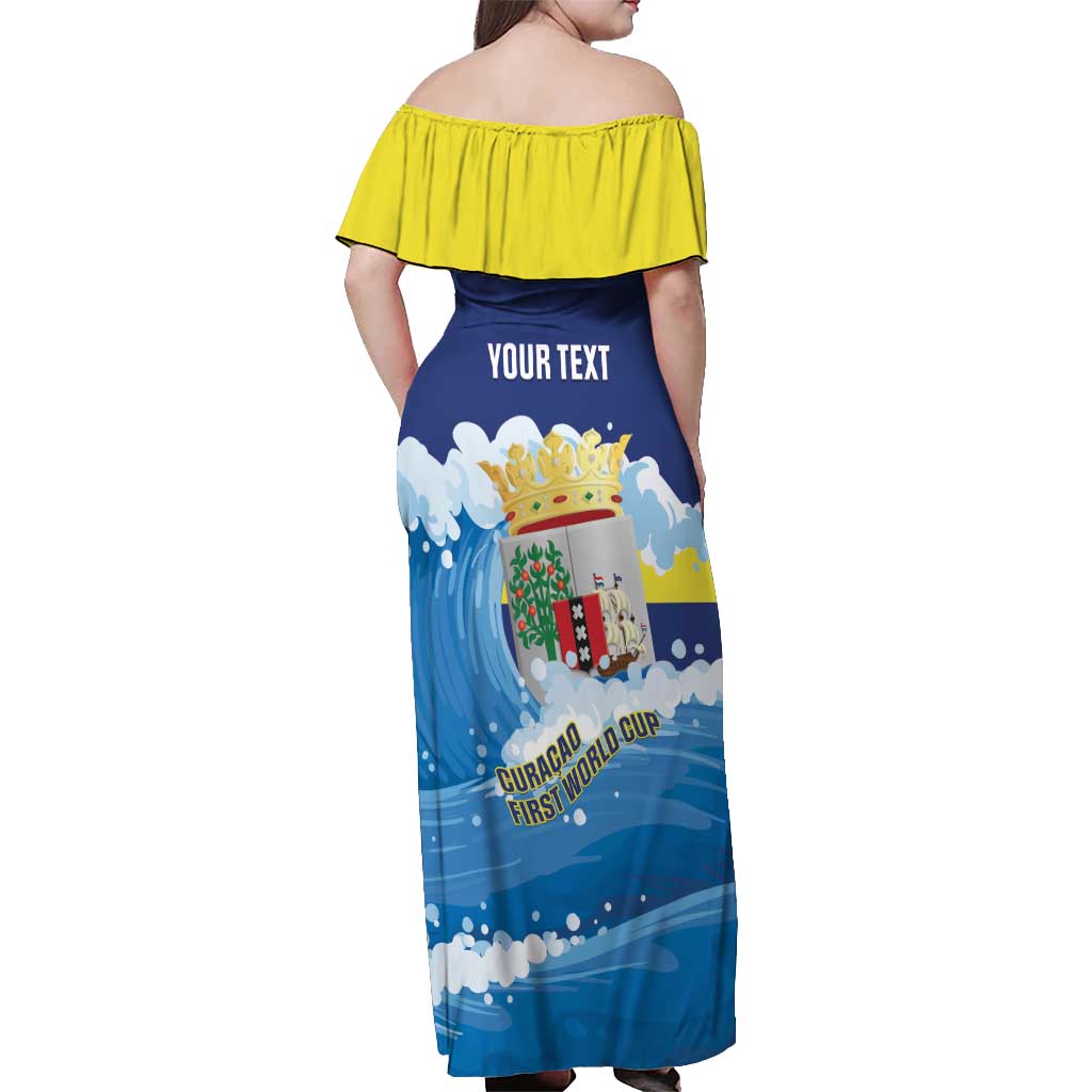 Personalized Curacao Football Off Shoulder Maxi Dress First-ever World Cup Ride The Blue Wave - Wonder Print Shop