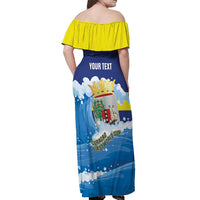 Personalized Curacao Football Off Shoulder Maxi Dress First-ever World Cup Ride The Blue Wave - Wonder Print Shop