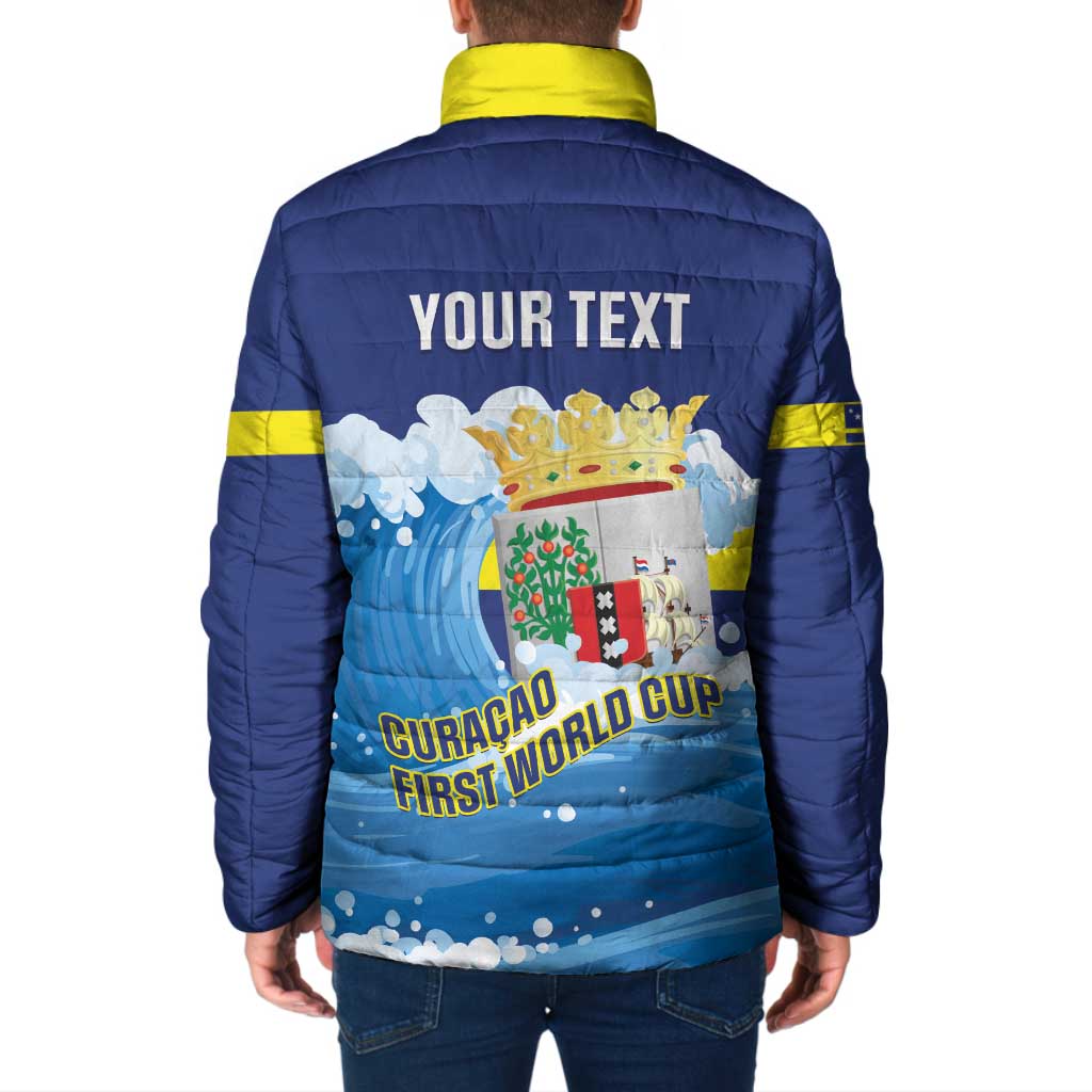 Personalized Curacao Football Padded Jacket First-ever World Cup Ride The Blue Wave - Wonder Print Shop