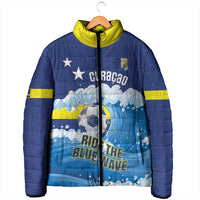 Personalized Curacao Football Padded Jacket First-ever World Cup Ride The Blue Wave - Wonder Print Shop