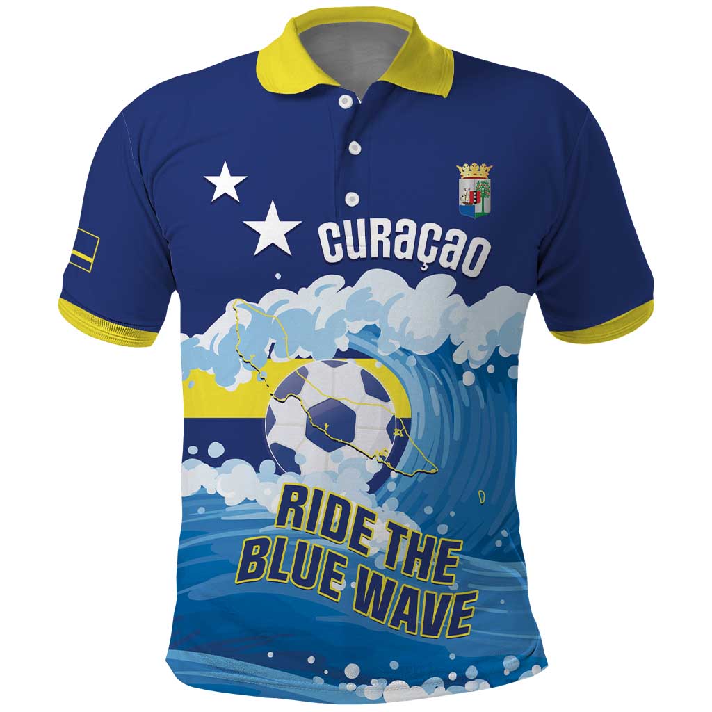 Personalized Curacao Football Polo Shirt First-ever World Cup Ride The Blue Wave - Wonder Print Shop