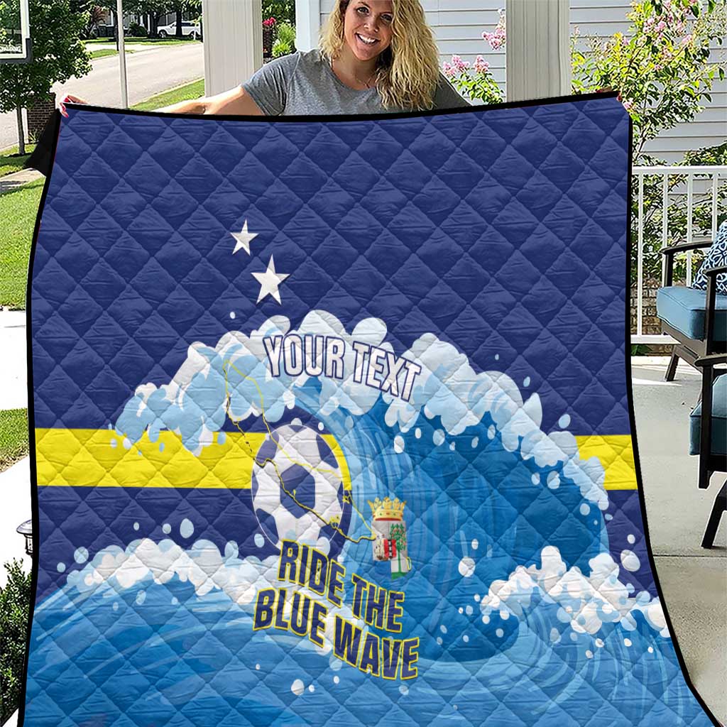 Personalized Curacao Football Quilt First-ever World Cup Ride The Blue Wave - Wonder Print Shop