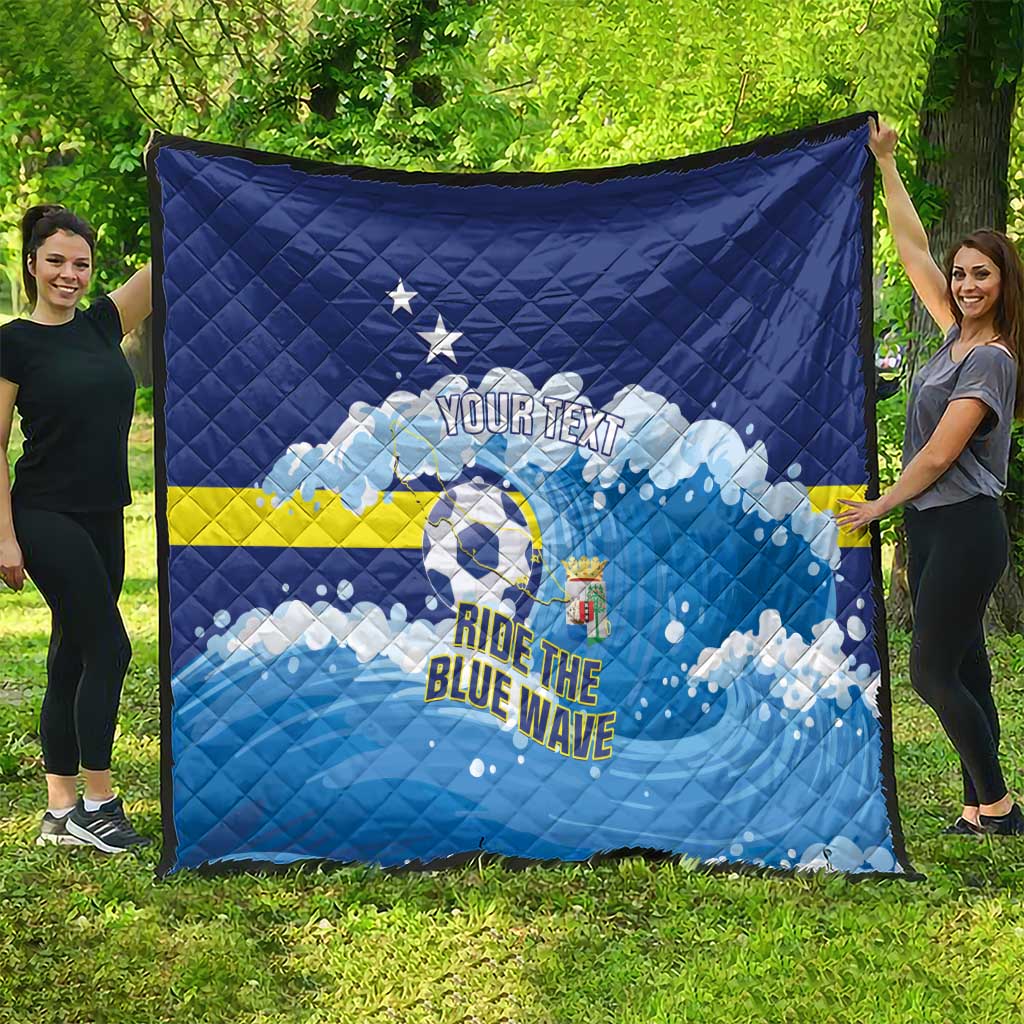 Personalized Curacao Football Quilt First-ever World Cup Ride The Blue Wave - Wonder Print Shop