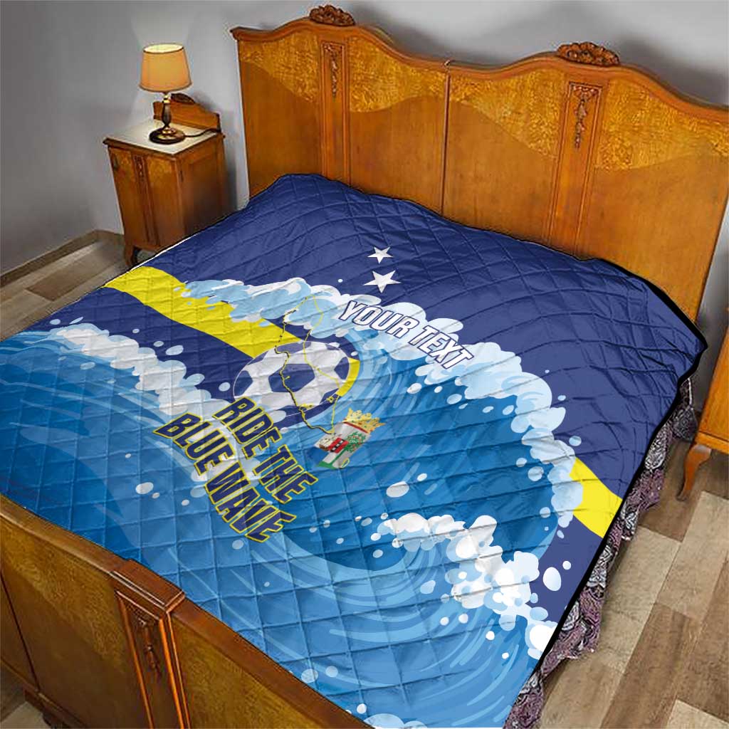Personalized Curacao Football Quilt First-ever World Cup Ride The Blue Wave - Wonder Print Shop