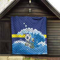Personalized Curacao Football Quilt First-ever World Cup Ride The Blue Wave - Wonder Print Shop
