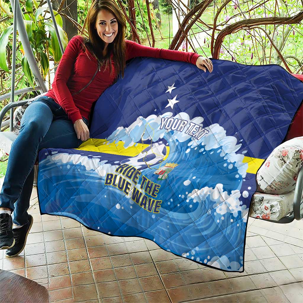 Personalized Curacao Football Quilt First-ever World Cup Ride The Blue Wave - Wonder Print Shop