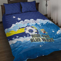Personalized Curacao Football Quilt Bed Set First-ever World Cup Ride The Blue Wave - Wonder Print Shop