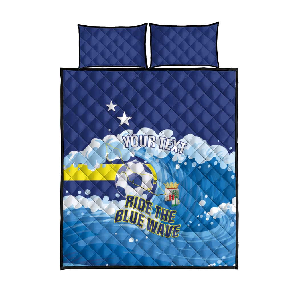 Personalized Curacao Football Quilt Bed Set First-ever World Cup Ride The Blue Wave - Wonder Print Shop