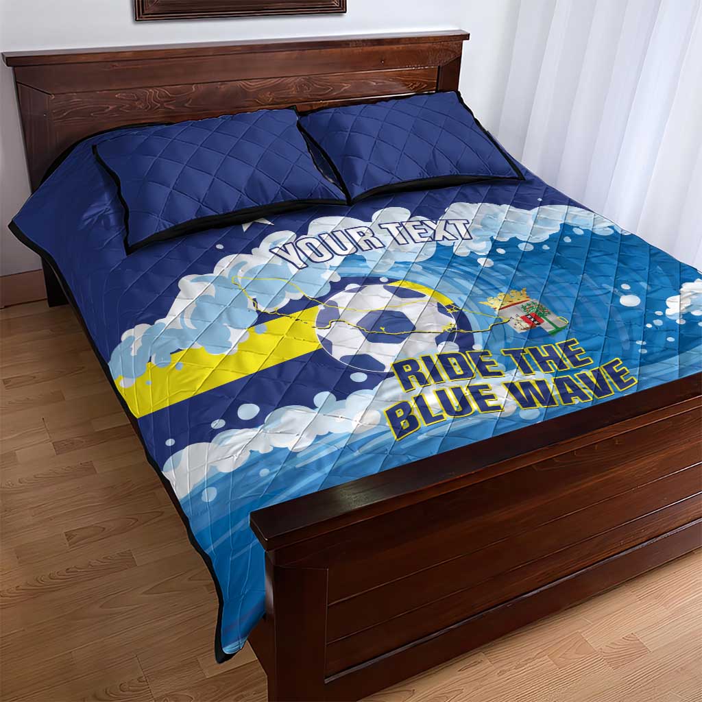 Personalized Curacao Football Quilt Bed Set First-ever World Cup Ride The Blue Wave - Wonder Print Shop