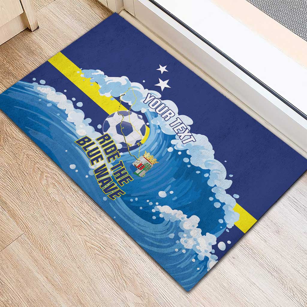 Personalized Curacao Football Rubber Doormat First-ever World Cup Ride The Blue Wave - Wonder Print Shop