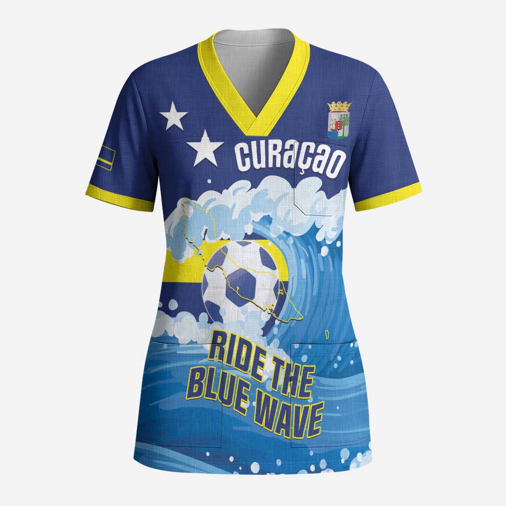 Personalized Curacao Football Scrub Top First-ever World Cup Ride The Blue Wave - Wonder Print Shop