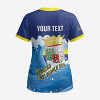 Personalized Curacao Football Scrub Top First-ever World Cup Ride The Blue Wave - Wonder Print Shop