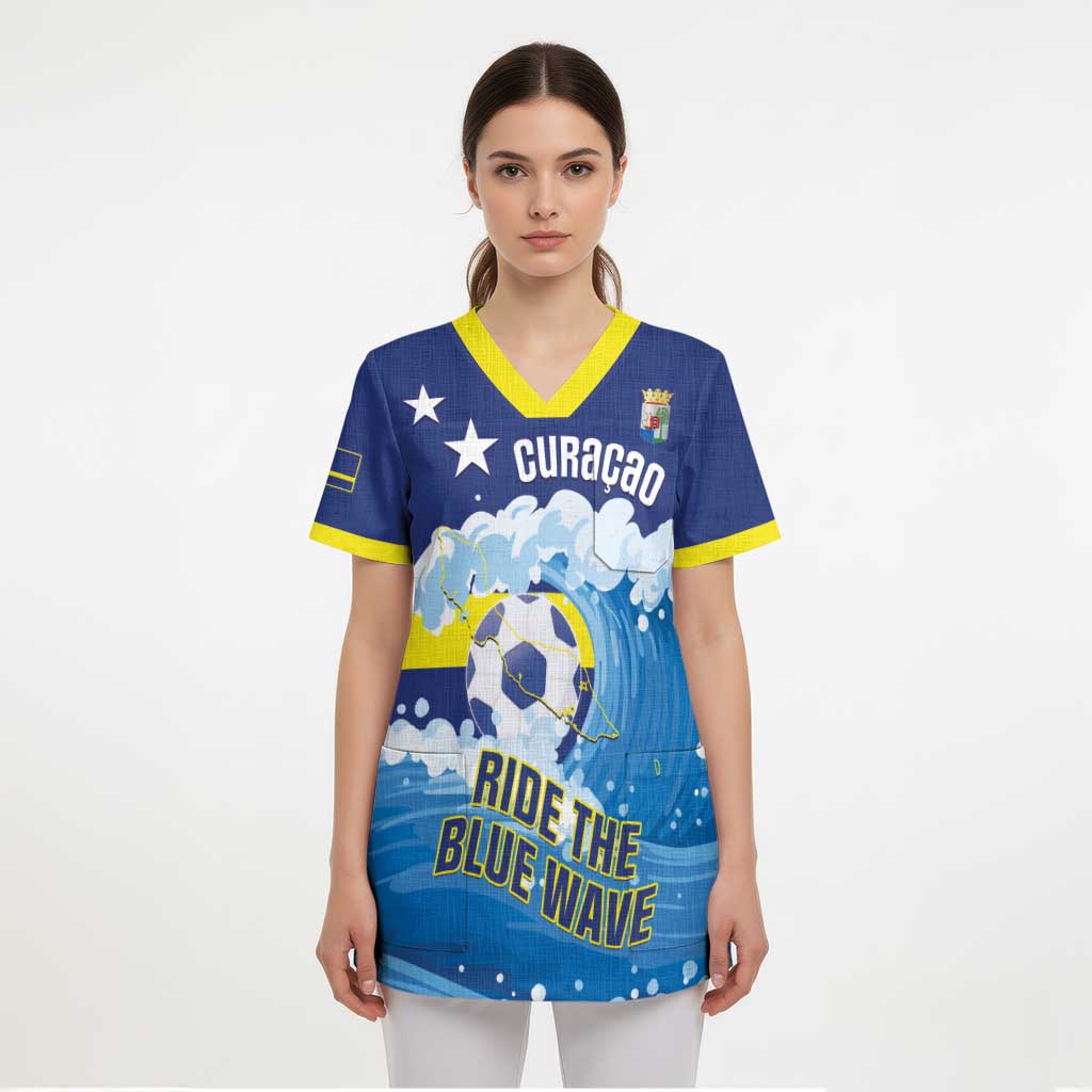 Personalized Curacao Football Scrub Top First-ever World Cup Ride The Blue Wave - Wonder Print Shop