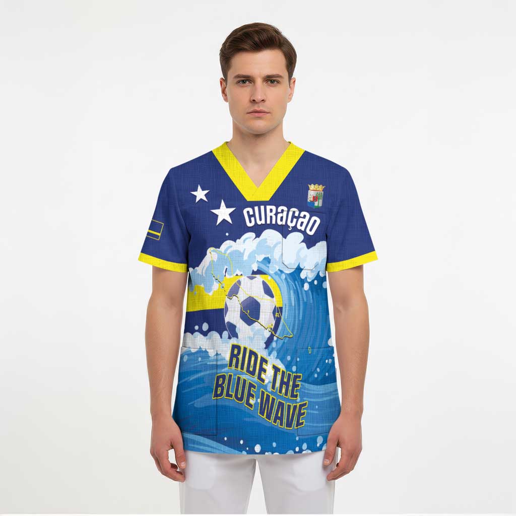 Personalized Curacao Football Scrub Top First-ever World Cup Ride The Blue Wave - Wonder Print Shop