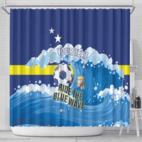 Personalized Curacao Football Shower Curtain First-ever World Cup Ride The Blue Wave - Wonder Print Shop