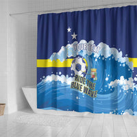 Personalized Curacao Football Shower Curtain First-ever World Cup Ride The Blue Wave - Wonder Print Shop
