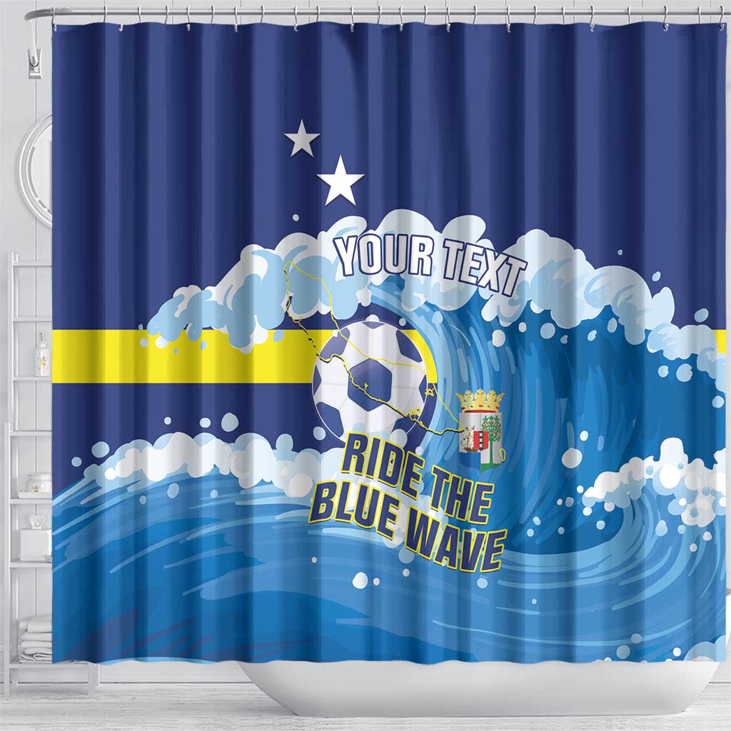 Personalized Curacao Football Shower Curtain First-ever World Cup Ride The Blue Wave - Wonder Print Shop