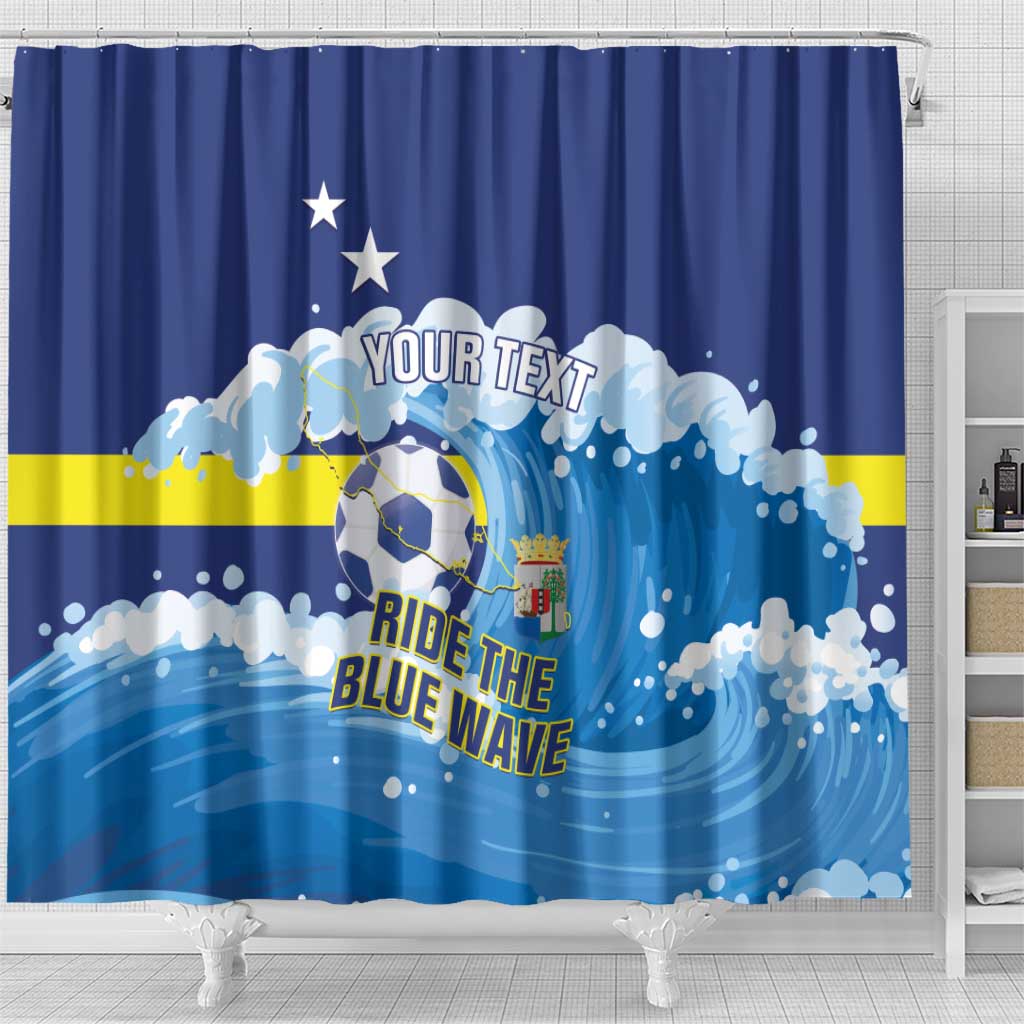 Personalized Curacao Football Shower Curtain First-ever World Cup Ride The Blue Wave - Wonder Print Shop