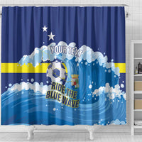 Personalized Curacao Football Shower Curtain First-ever World Cup Ride The Blue Wave - Wonder Print Shop