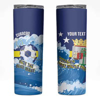 Personalized Curacao Football Skinny Tumbler First-ever World Cup Ride The Blue Wave - Wonder Print Shop