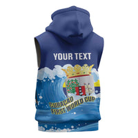 Personalized Curacao Football Sleeveless Zip Hoodie First-ever World Cup Ride The Blue Wave - Wonder Print Shop