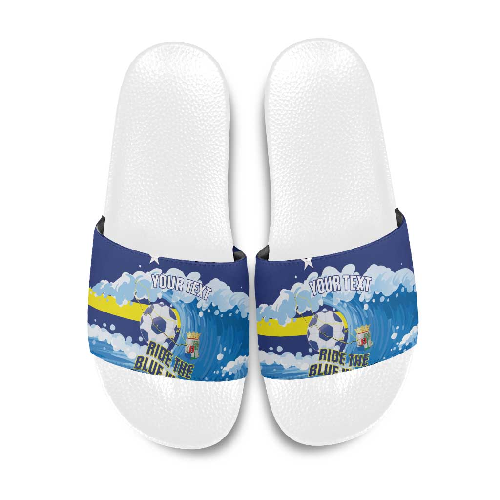 Personalized Curacao Football Slide Sandals First-ever World Cup Ride The Blue Wave - Wonder Print Shop