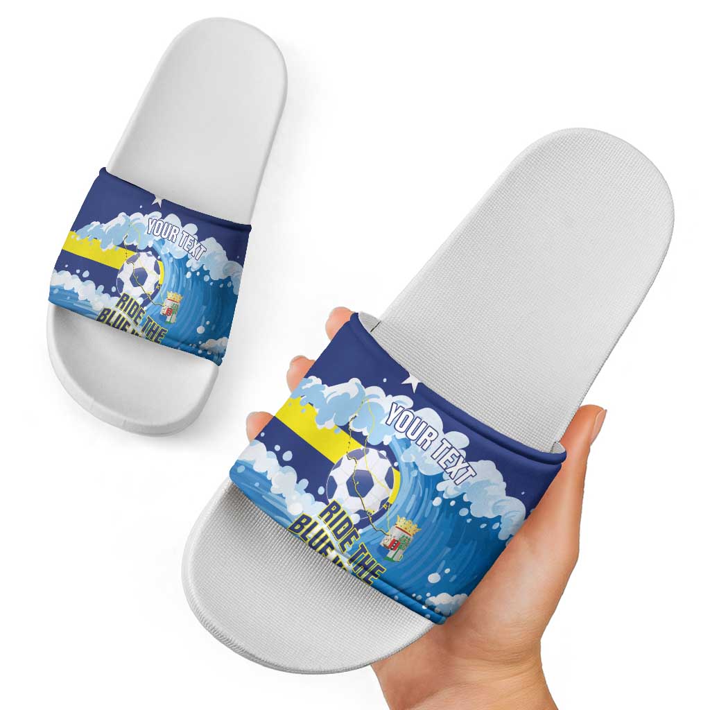 Personalized Curacao Football Slide Sandals First-ever World Cup Ride The Blue Wave - Wonder Print Shop
