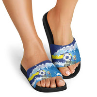 Personalized Curacao Football Slide Sandals First-ever World Cup Ride The Blue Wave - Wonder Print Shop