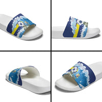 Personalized Curacao Football Slide Sandals First-ever World Cup Ride The Blue Wave - Wonder Print Shop