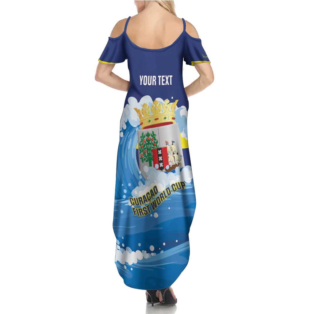 Personalized Curacao Football Summer Maxi Dress First-ever World Cup Ride The Blue Wave - Wonder Print Shop